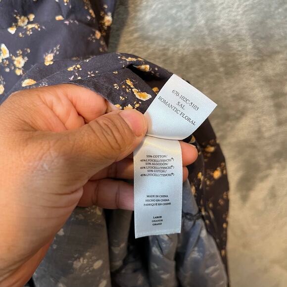 Rails Sal Midi Dress Romantic Floral Sz Large Cotton Blend Summer Casual - Picture 8 of 10